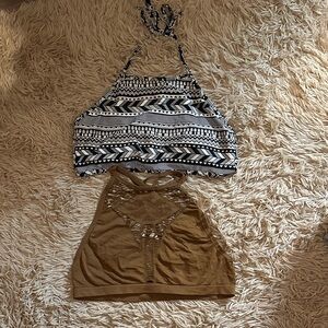 Stylish Black and White Patterned Halter Top